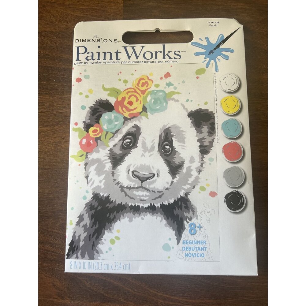 Dimensions PaintWorks Paint by Number Kit Panda 8x10 Beginner New Sealed